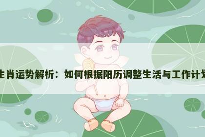 生肖运势解析：如何根据阳历调整生活与工作计划