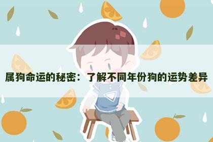 属狗命运的秘密：了解不同年份狗的运势差异